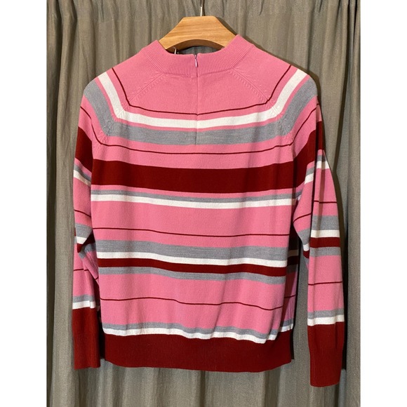 Stripe Sweater women's  Mock Neck Zip Front Sweater XL AcrylIc vintage - Picture 3 of 12